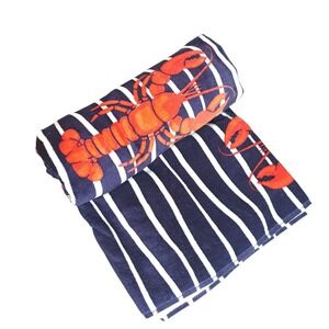 Brooks Brothers Oversized Beach Towel Lobster Print 100% Cotton 36x72 Nautical
